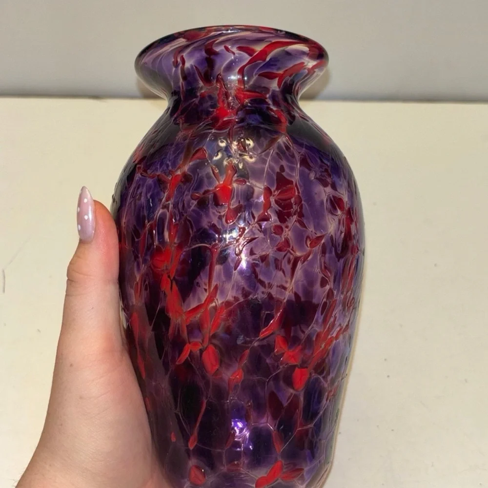 Purple and Red Art Glass Vase